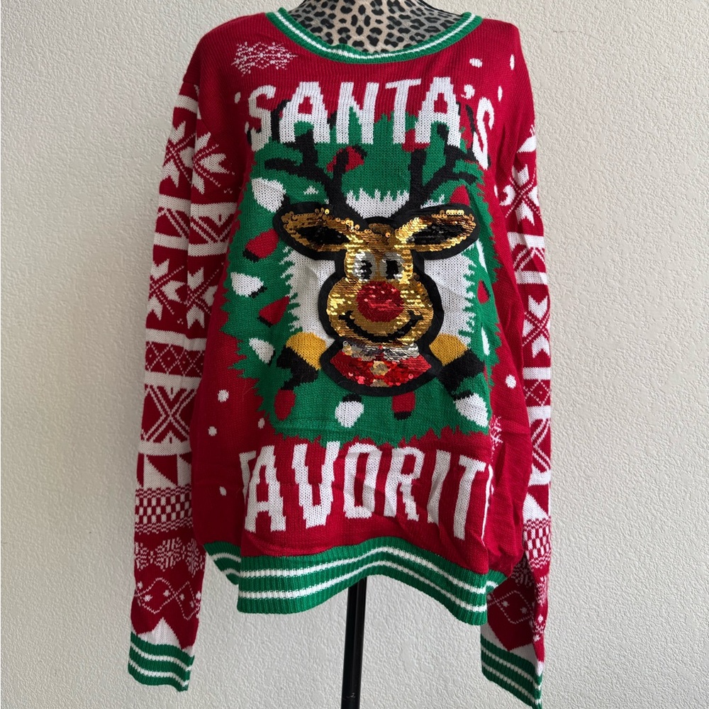 No Boundaries Red and Green Holiday Sweater